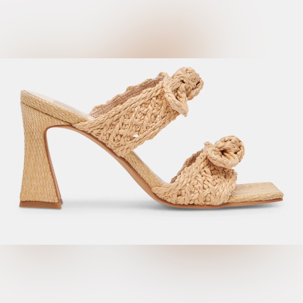 Dolce Vita Niyah Natural Raffia Braided Tan Women's Heels - Picture 2 of 6